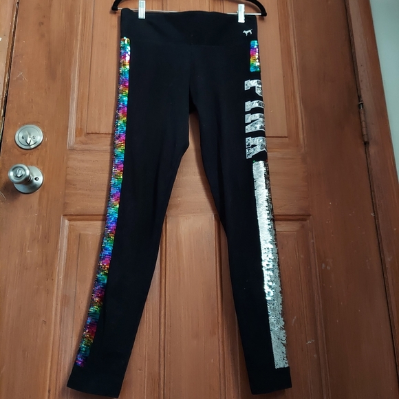PINK Victoria's Secret Rainbow Bling/Flip Sequins|Yoga|Campus XS/M - Picture 5 of 9